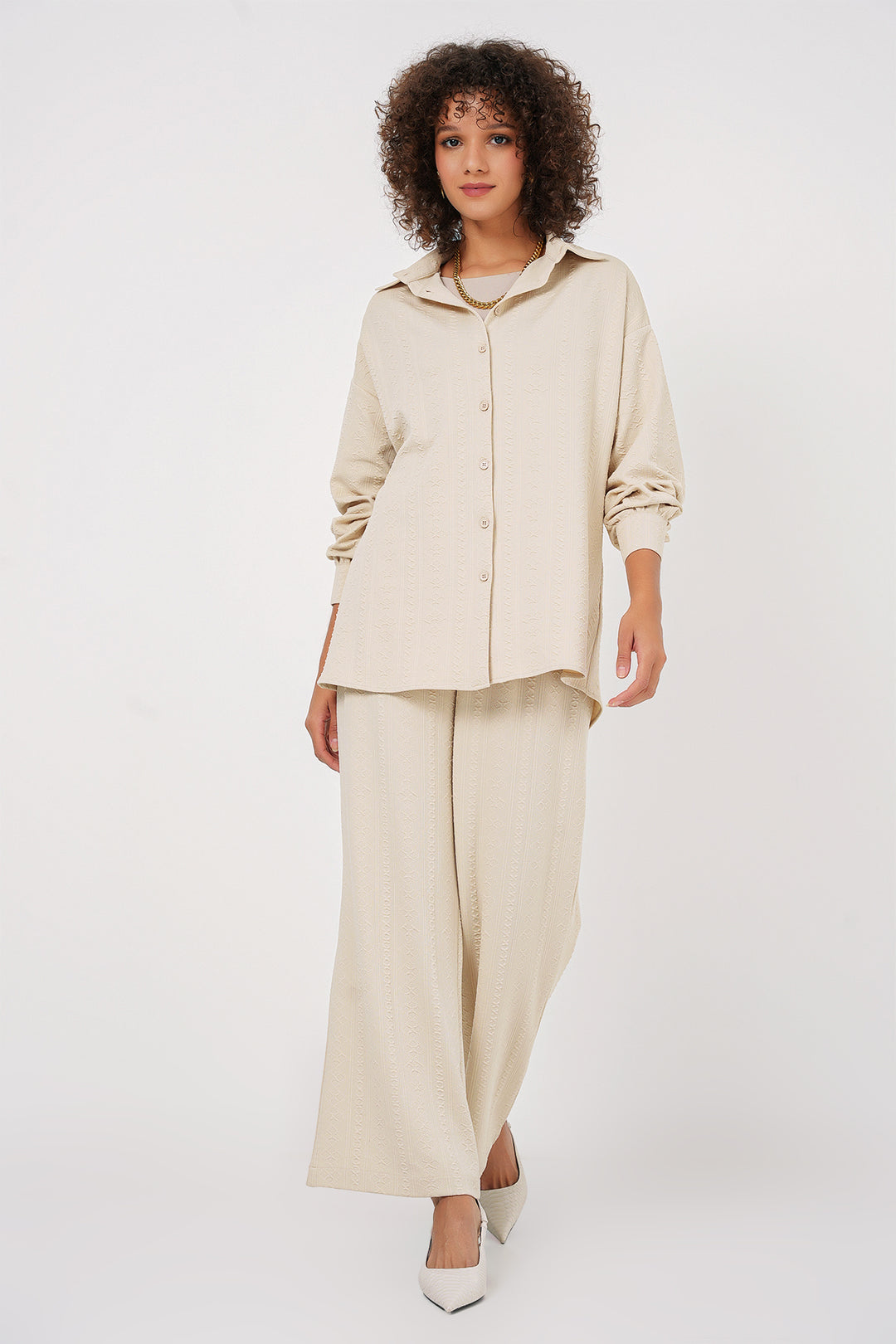 Bigdart 6685 Ensemble Chemise Pantalon - Crème