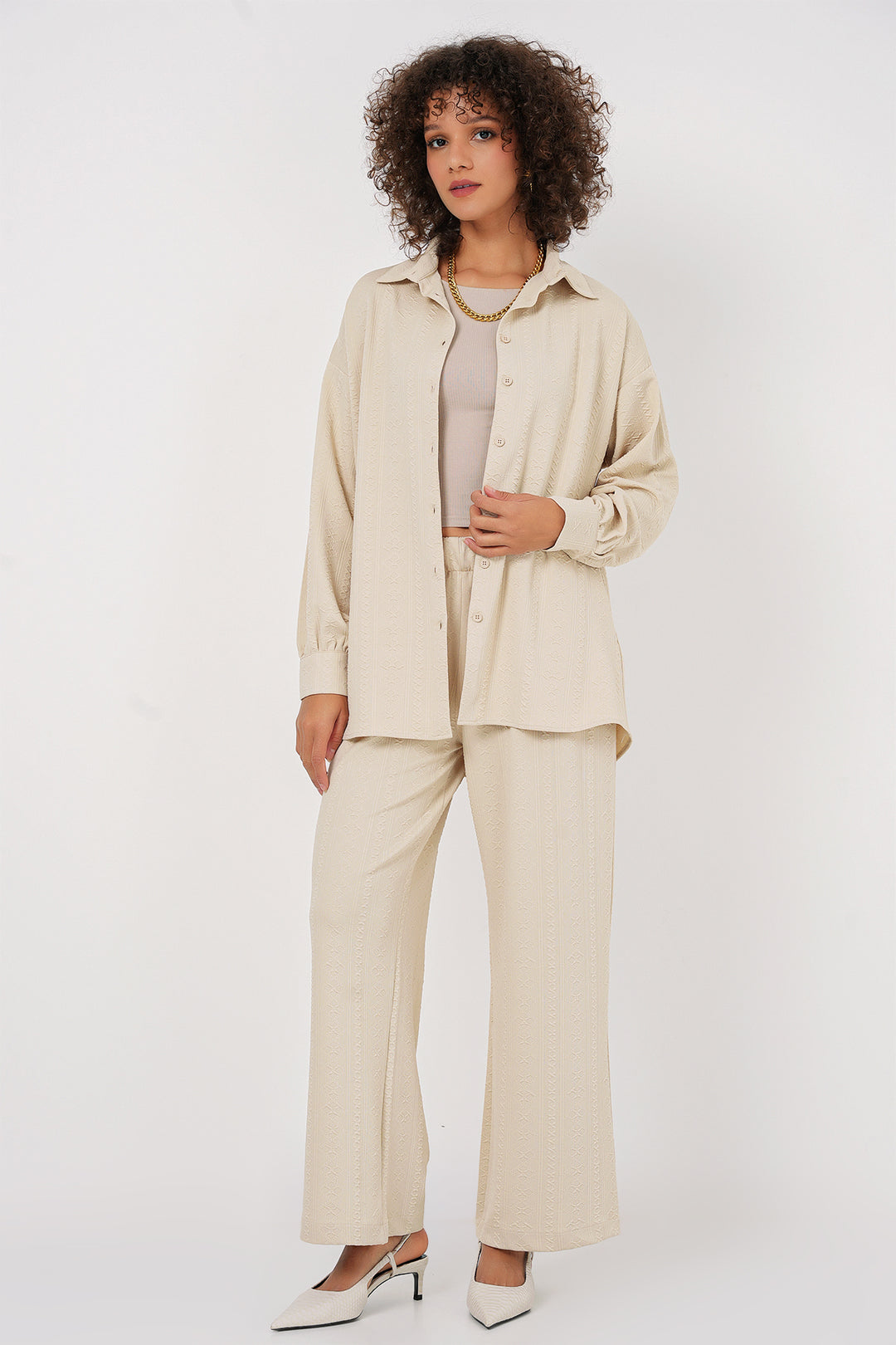 Bigdart 6685 Ensemble Chemise Pantalon - Crème