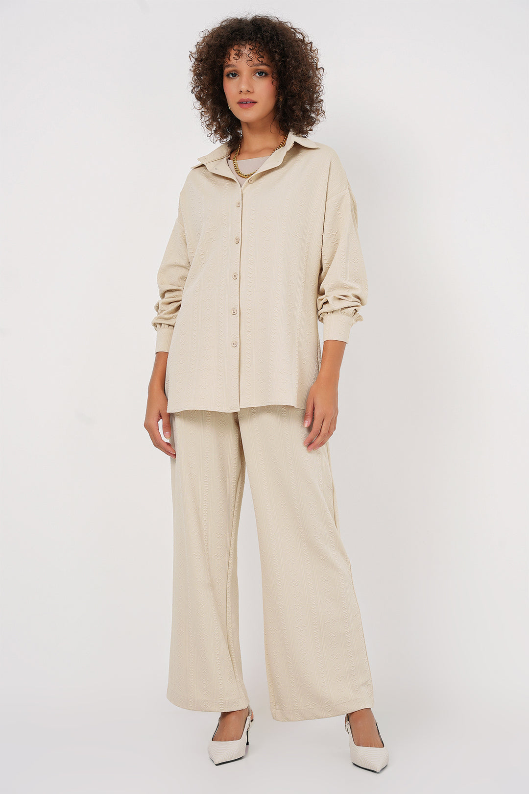 Bigdart 6685 Ensemble Chemise Pantalon - Crème