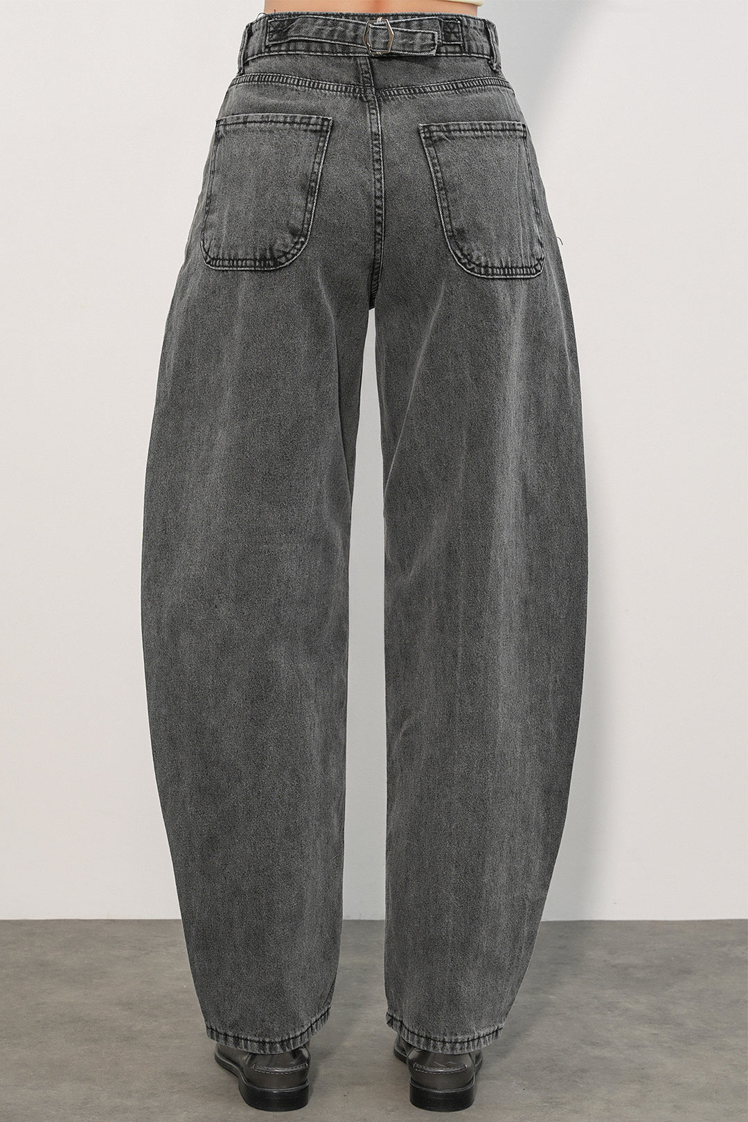 Bigdart 6689 Pantalon en jean baggy taille haute pour femme - Anthracite