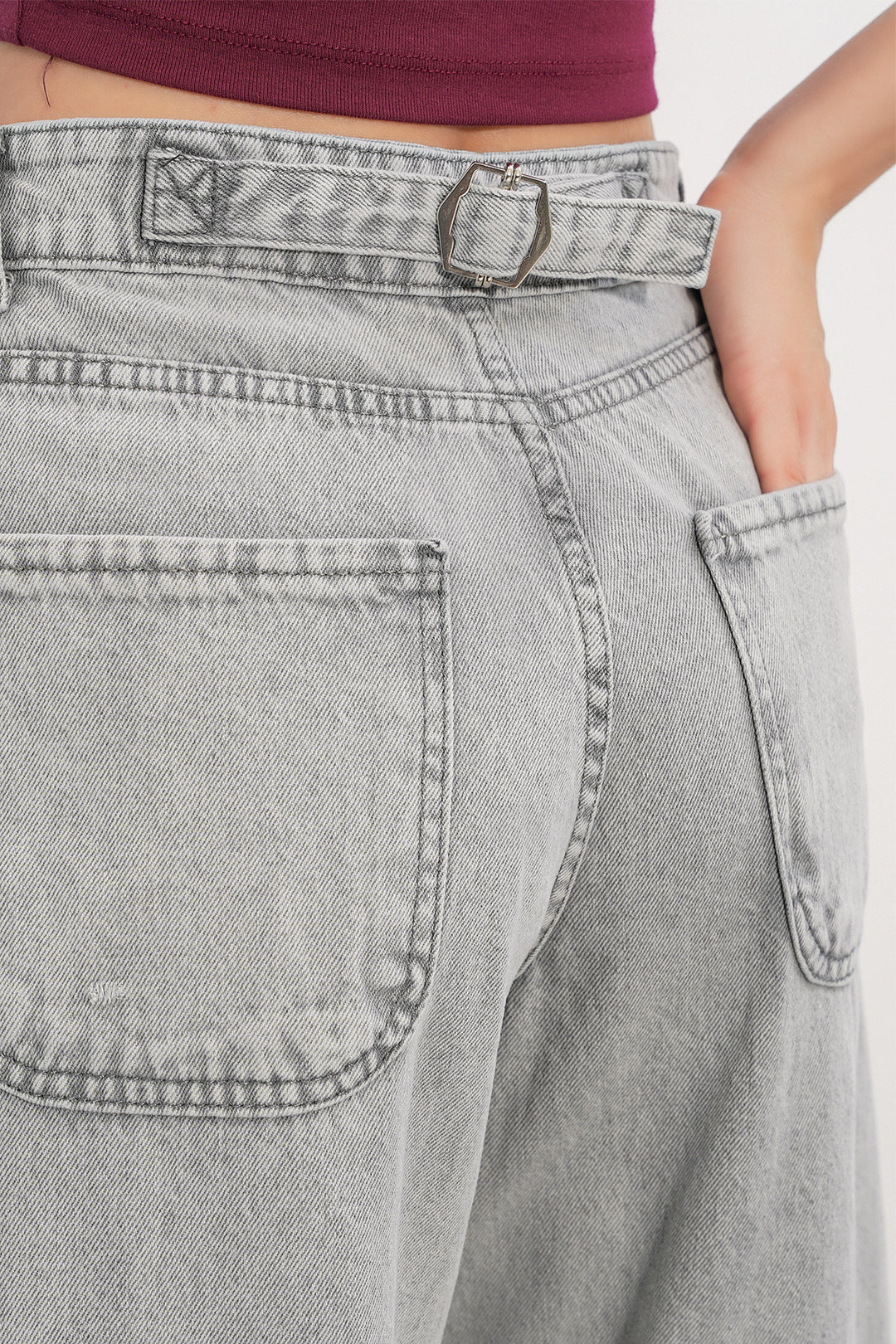 Bigdart 6689 Pantalon en jean baggy taille haute pour femme - Gris