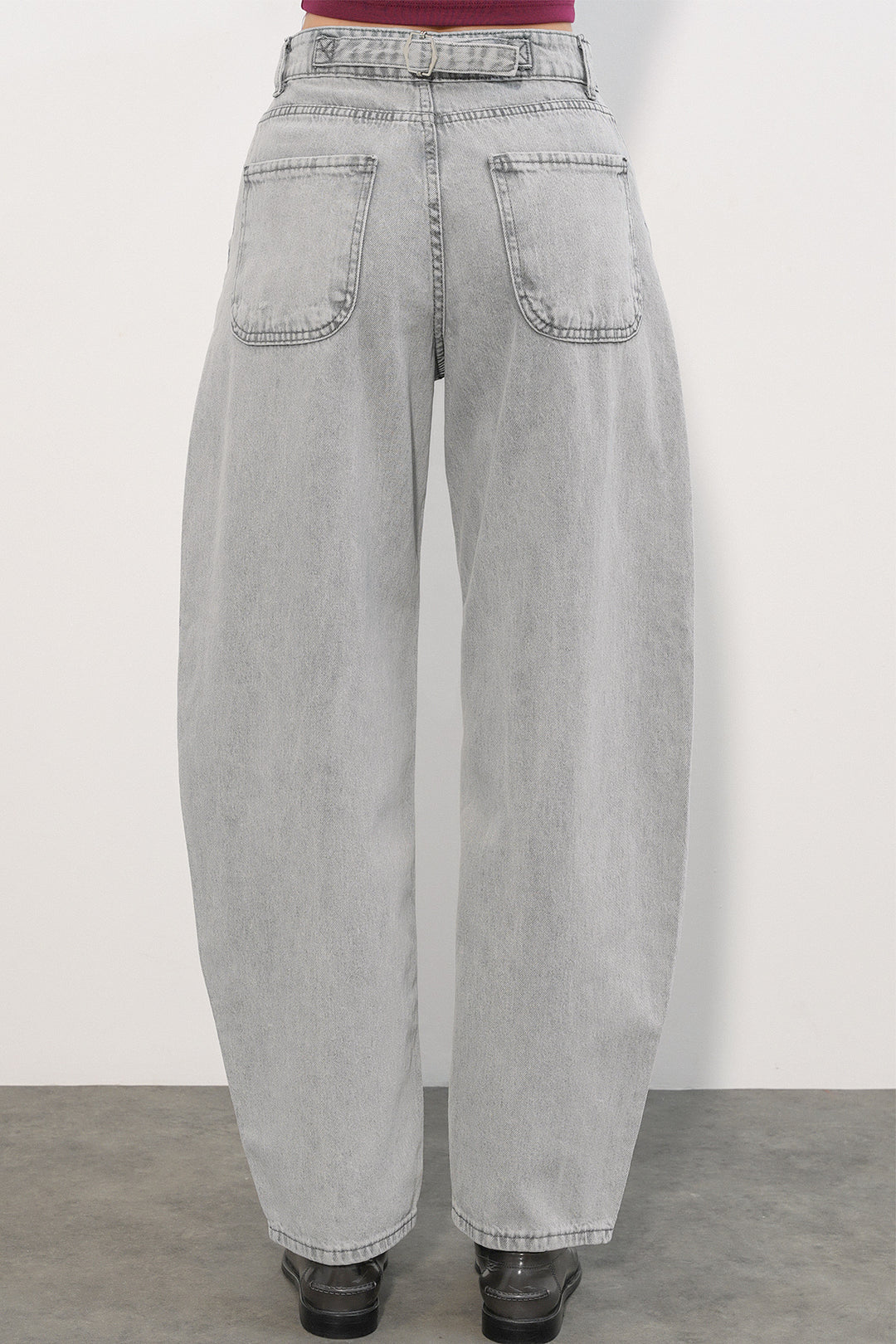 Bigdart 6689 Pantalon en jean baggy taille haute pour femme - Gris