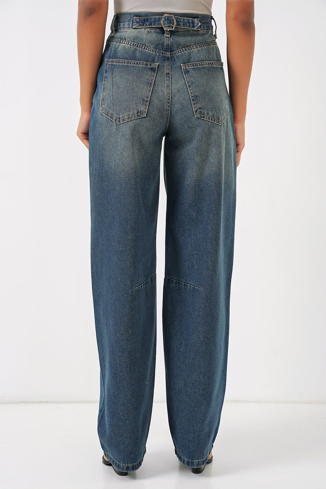 Bigdart 6689 Pantalon en Jean Baggy Taille Haute pour Femme - Indigo