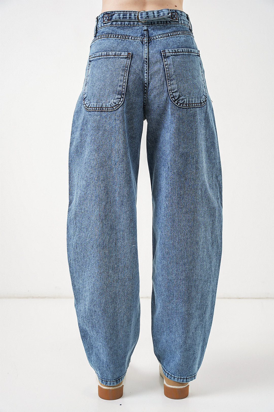 Bigdart Pantalon en jean baggy taille haute femme 6689 - Bleu