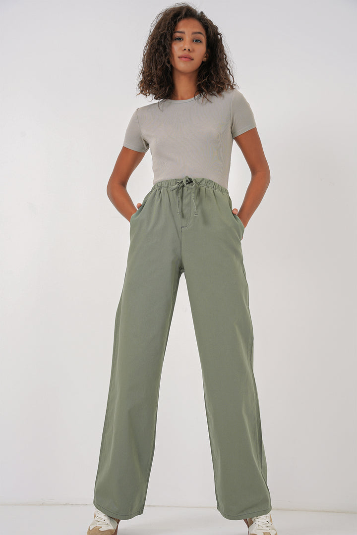 Bigdart 6690 Pantalon large taille haute pour femme - Vert d'eau