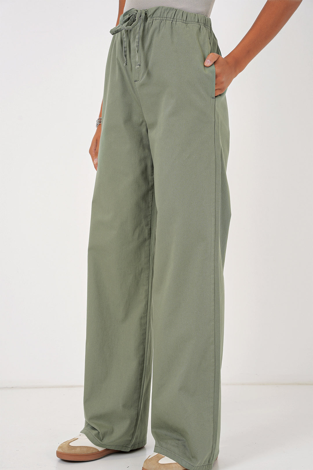 Bigdart 6690 Pantalon large taille haute pour femme - Vert d'eau