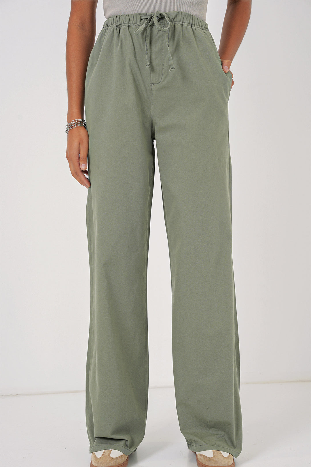 Bigdart 6690 Pantalon large taille haute pour femme - Vert d'eau