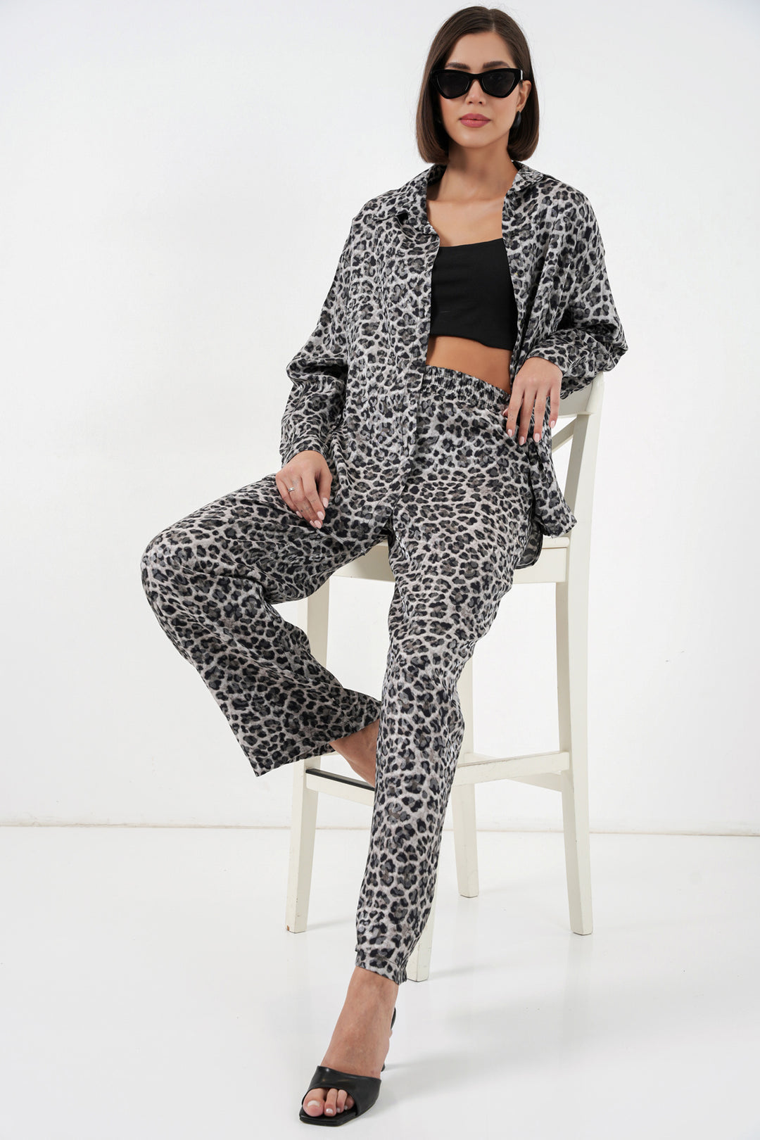 Bigdart Ensemble Alt-Üst à Motifs Léopard 6699 - Anthracite