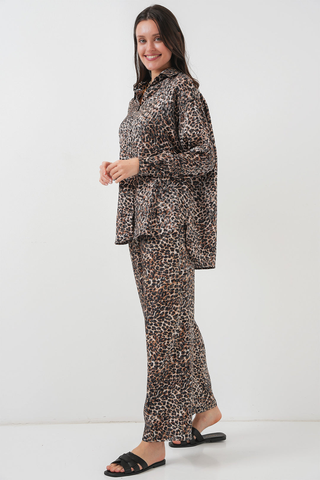 Bigdart 6699 Ensemble haut et bas à motif léopard - c. Marron