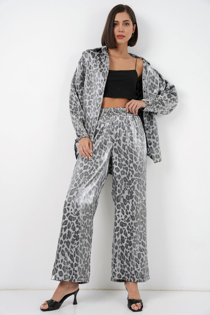 Bigdart 6699 Ensemble Haut Bas Imprimé Léopard - Gris
