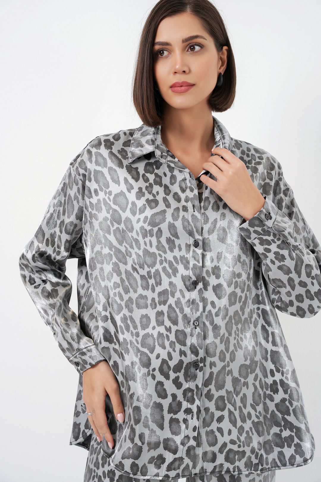Bigdart 6699 Ensemble Haut Bas Imprimé Léopard - Gris
