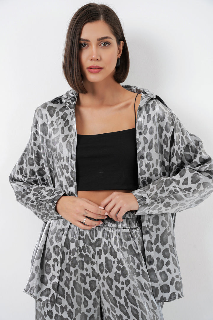 Bigdart 6699 Ensemble Haut Bas Imprimé Léopard - Gris
