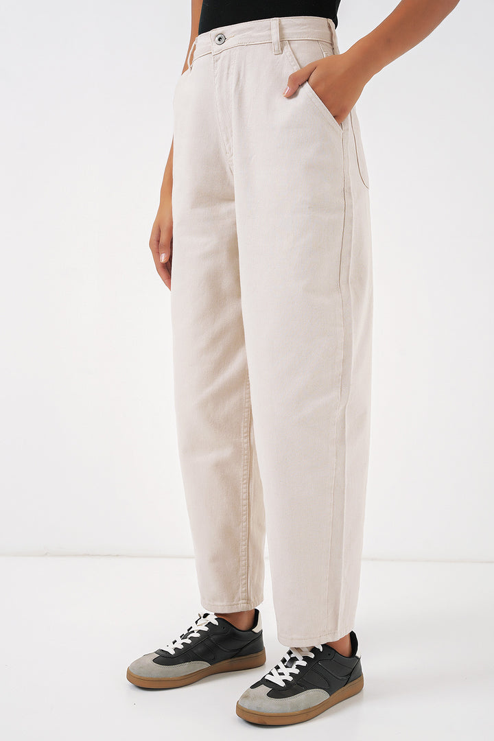 Bigdart 6703 Pantalon en jean taille haute - Écru