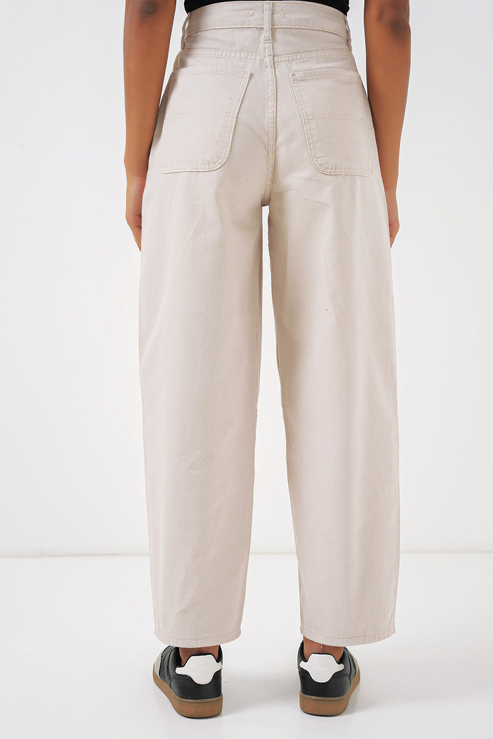 Bigdart 6703 Pantalon en jean taille haute - Écru