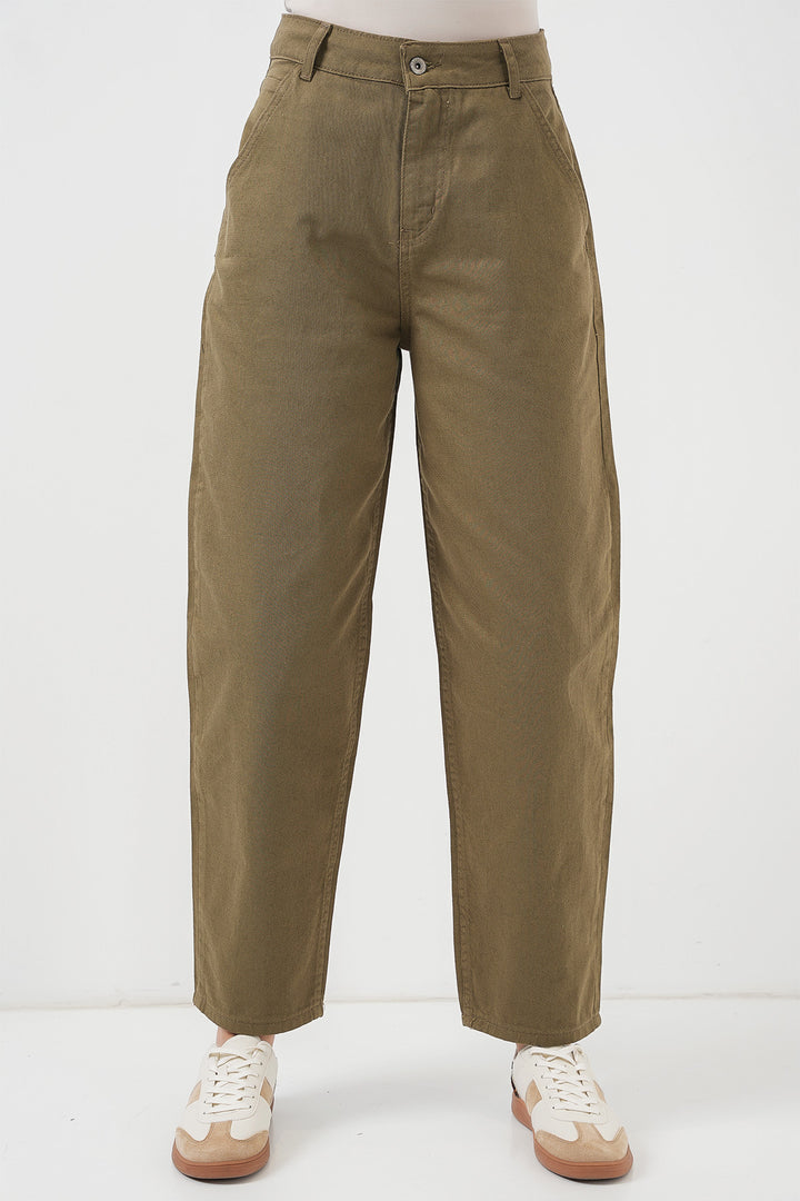 Bigdart Pantalon en jean taille haute 6703 - Kaki