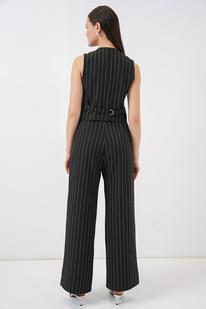 Bigdart 6709 Ensemble de pantalon et gilet pour femmes - Noir profond