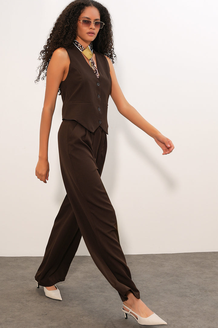 Bigdart Ensemble de Gilet et Pantalon Femme 6709 - Marron