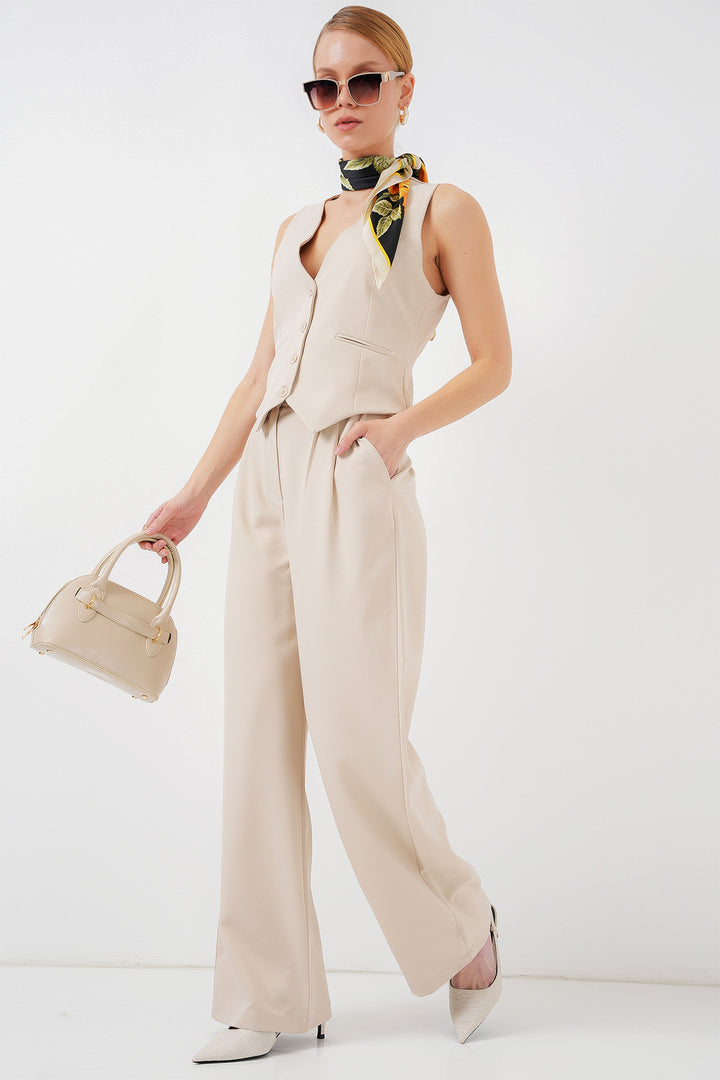Bigdart Ensemble Pantalon Gilet Femme 6709 - Crème