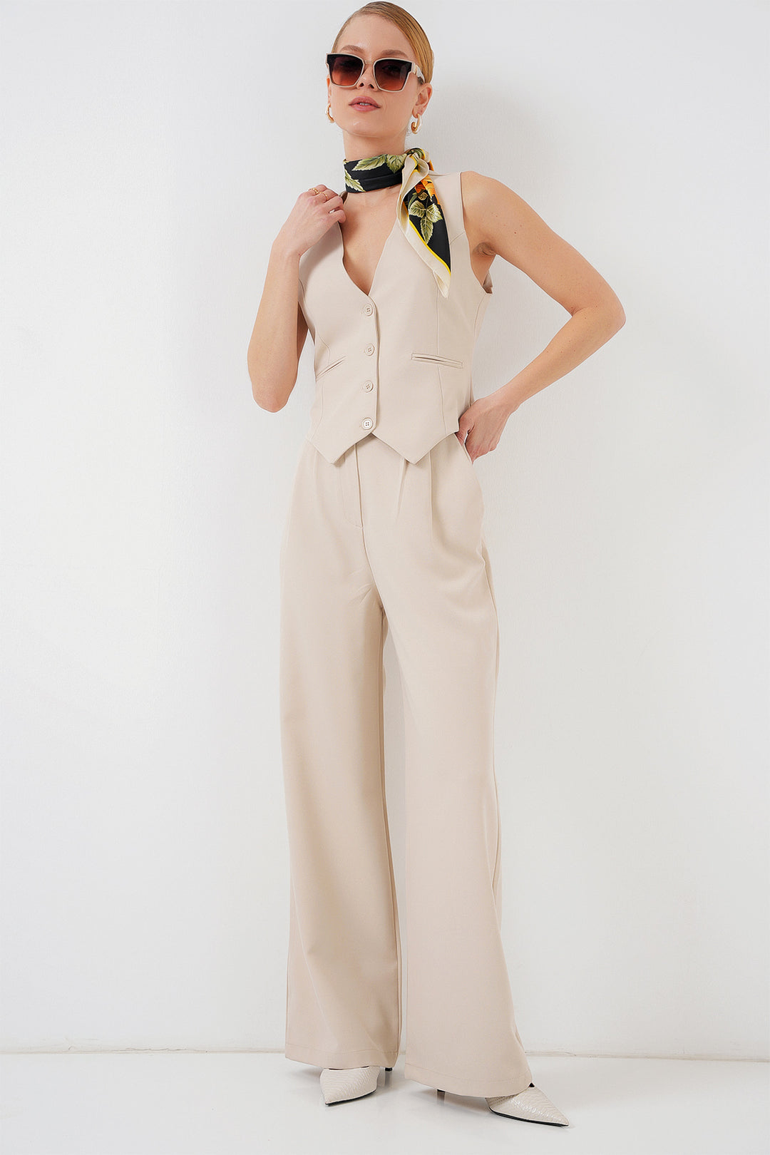 Bigdart Ensemble Pantalon Gilet Femme 6709 - Crème