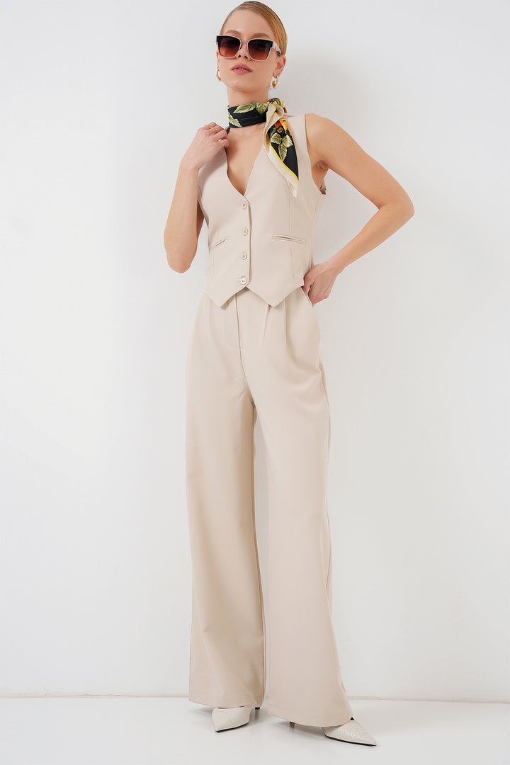 Bigdart Ensemble Pantalon Gilet Femme 6709 - Crème