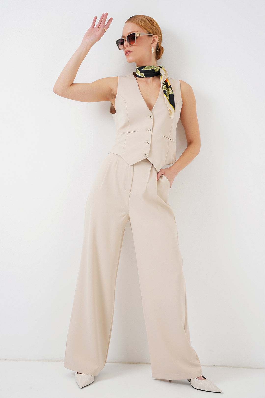 Bigdart Ensemble Pantalon Gilet Femme 6709 - Crème