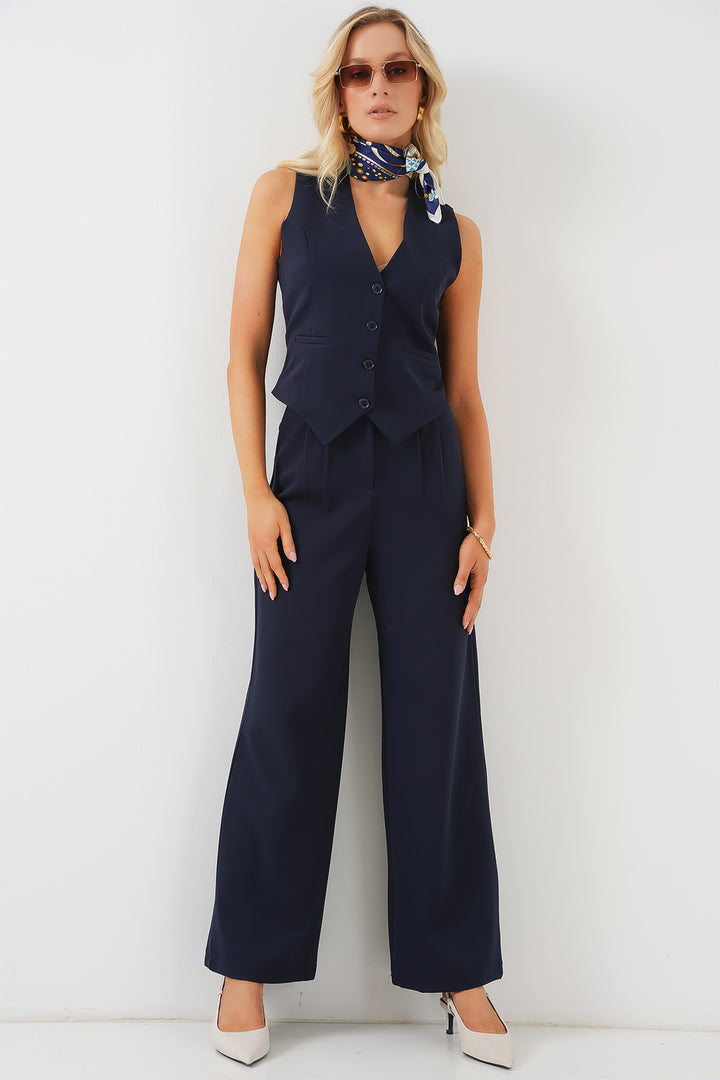 Bigdart 6709 Ensemble Pantalon Gilet Femme - Bleu marine