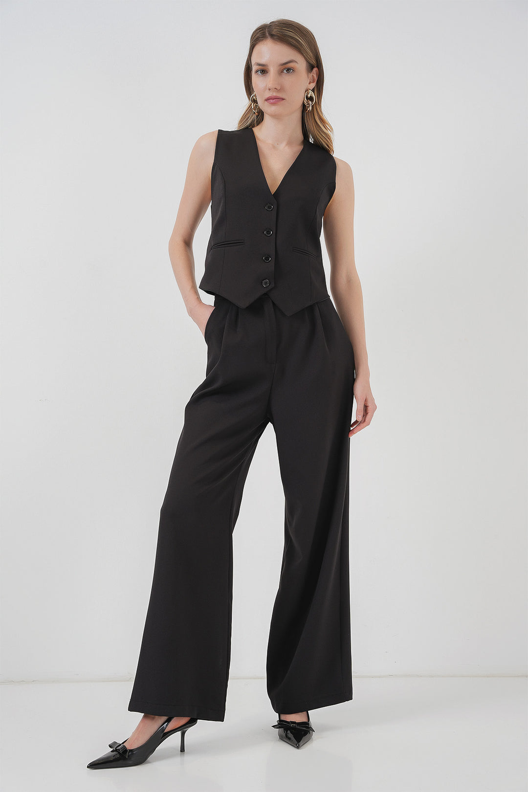 Bigdart 6709 Ensemble de Pantalon et Gilet Femme - Noir