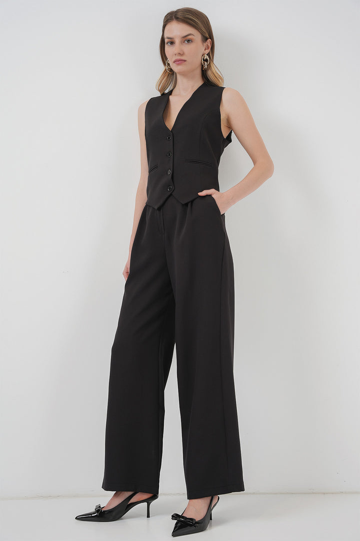 Bigdart 6709 Ensemble de Pantalon et Gilet Femme - Noir