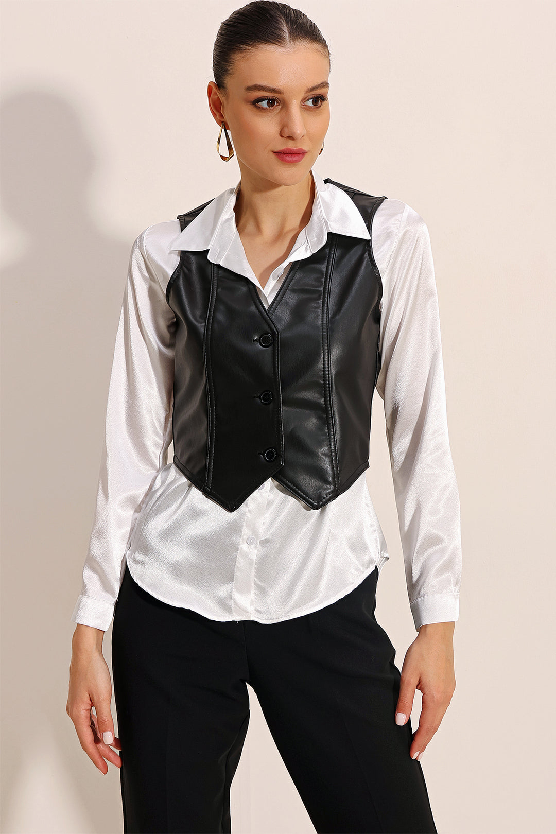 Bigdart Gilet en Cuir Synthétique 6790 - Noir