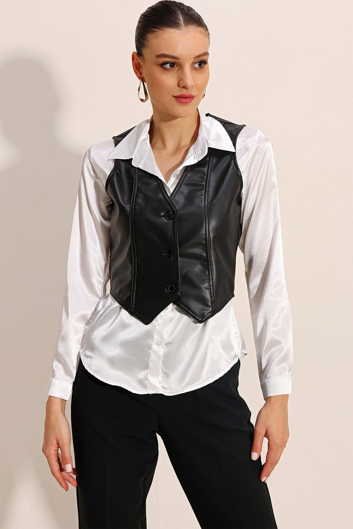 Bigdart Gilet en Cuir Synthétique 6790 - Noir