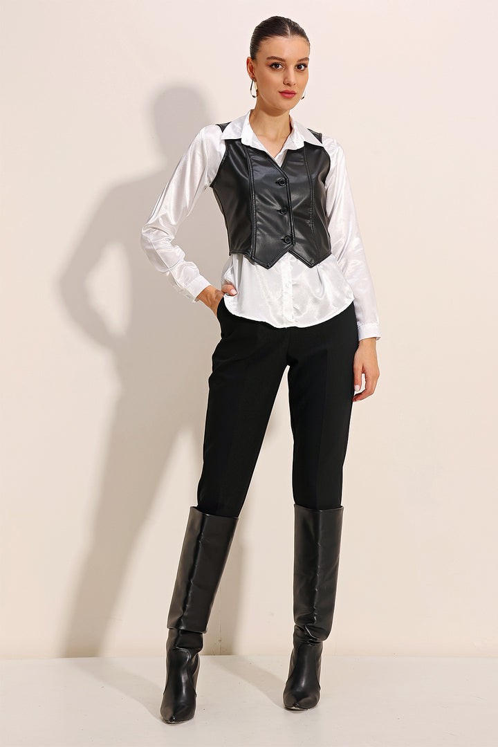 Bigdart Gilet en Cuir Synthétique 6790 - Noir