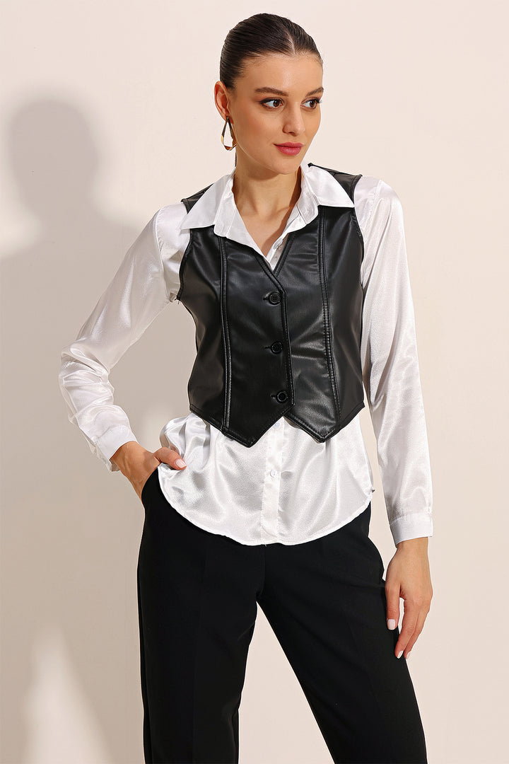 Bigdart Gilet en Cuir Synthétique 6790 - Noir