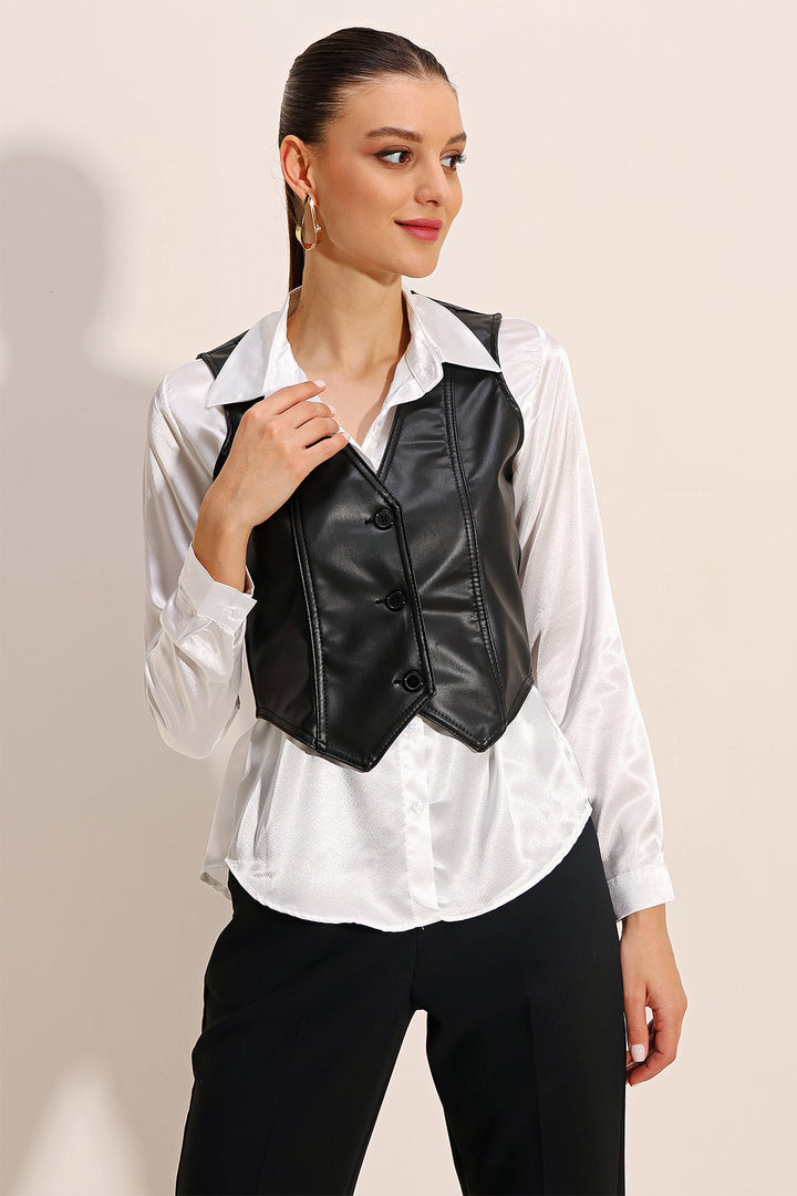 Bigdart Gilet en Cuir Synthétique 6790 - Noir