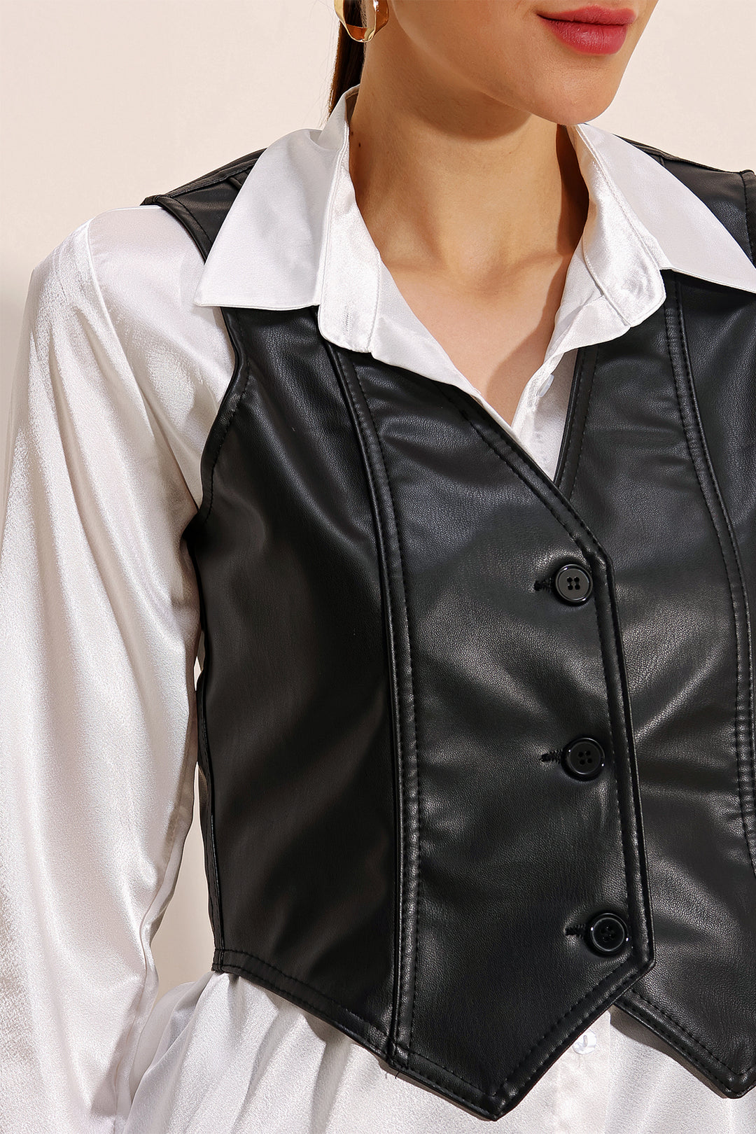 Bigdart Gilet en Cuir Synthétique 6790 - Noir