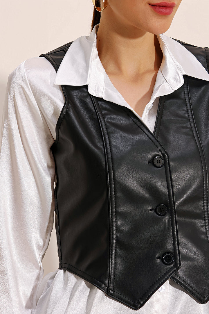 Bigdart Gilet en Cuir Synthétique 6790 - Noir