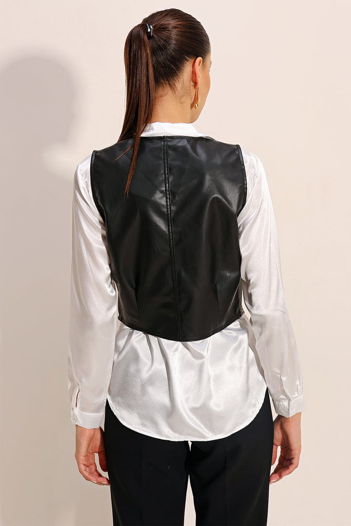 Bigdart Gilet en Cuir Synthétique 6790 - Noir