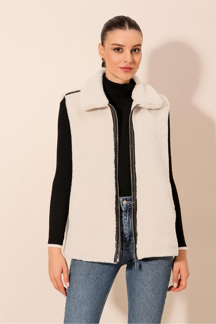 Bigdart 6793 Gilet en peluche - Blanc