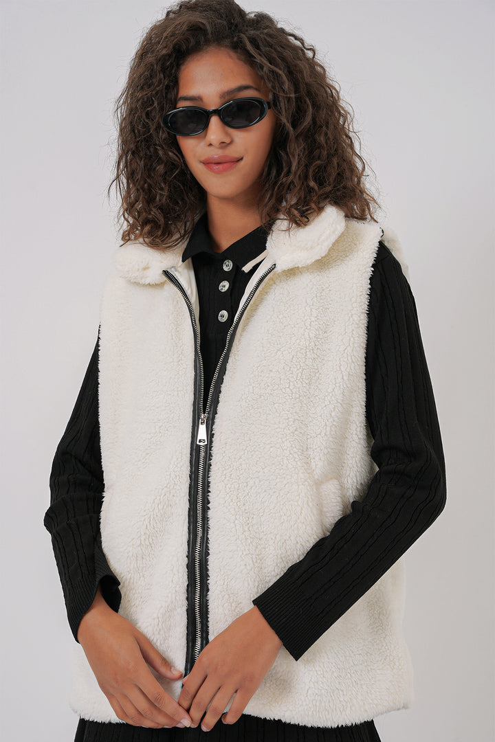 Bigdart 6793 Gilet en peluche - Blanc