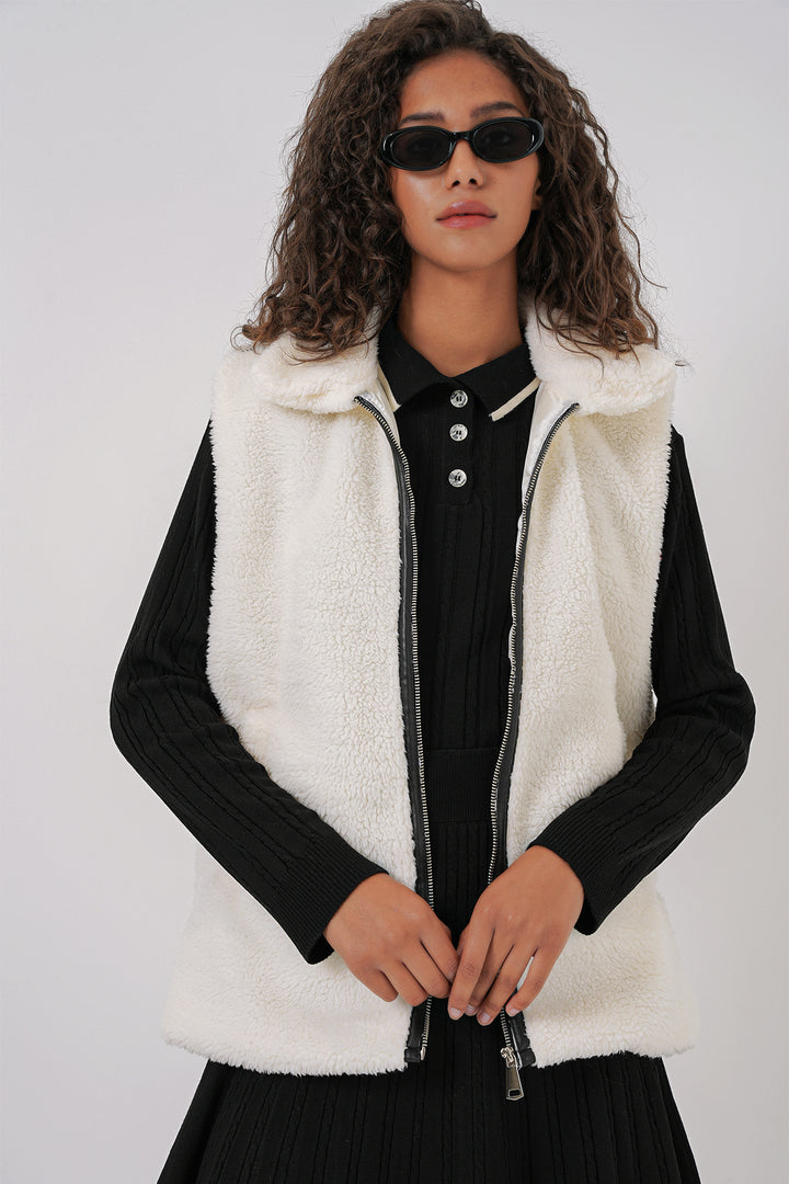 Bigdart 6793 Gilet en peluche - Blanc