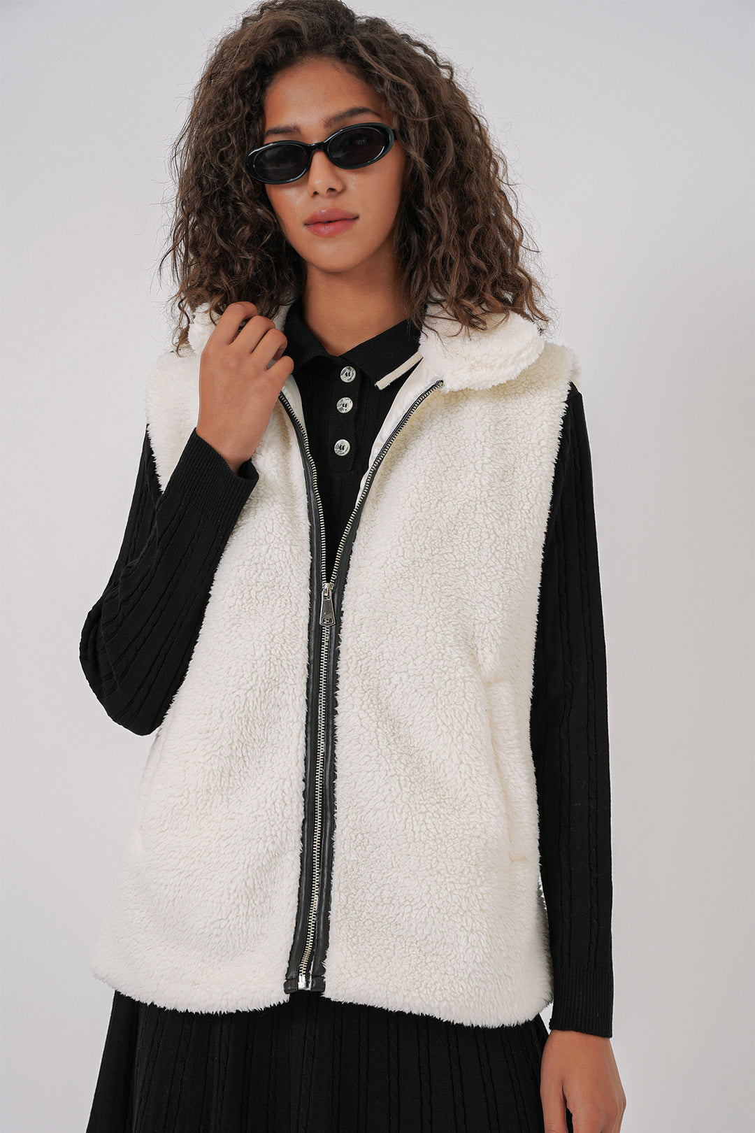 Bigdart 6793 Gilet en peluche - Blanc