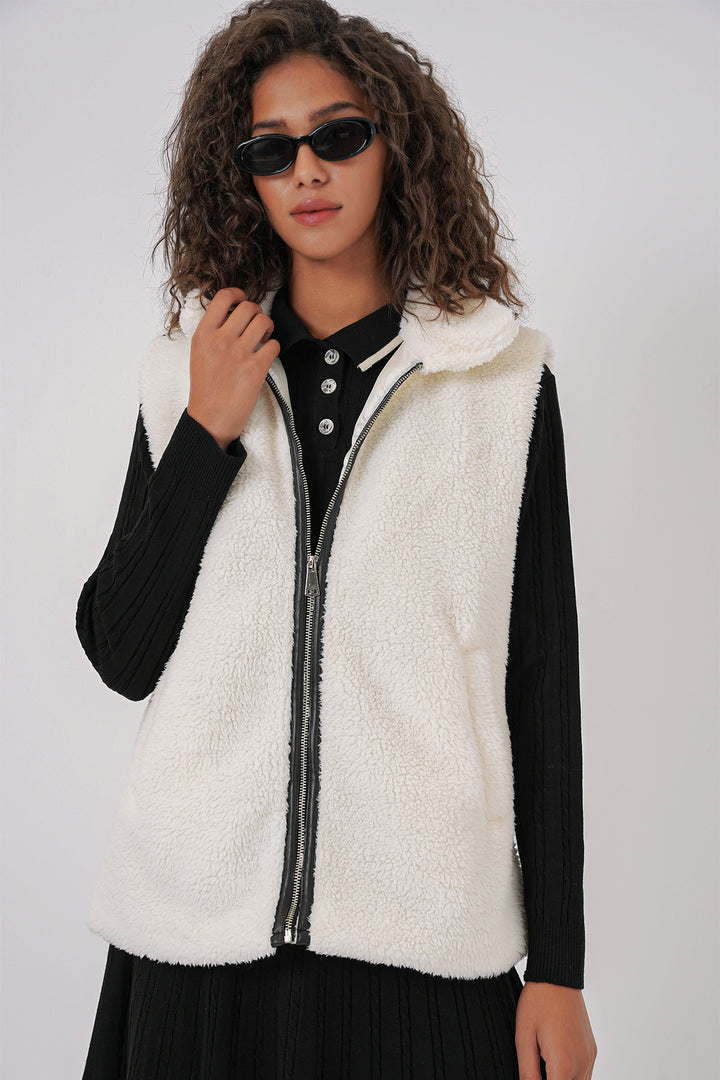 Bigdart 6793 Gilet en peluche - Blanc