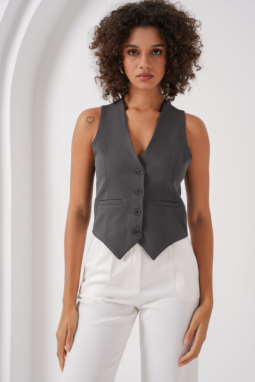 Bigdart 6796 Gilet court en tissu - füme