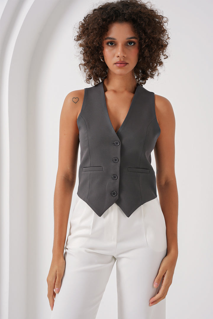 Bigdart 6796 Gilet court en tissu - füme