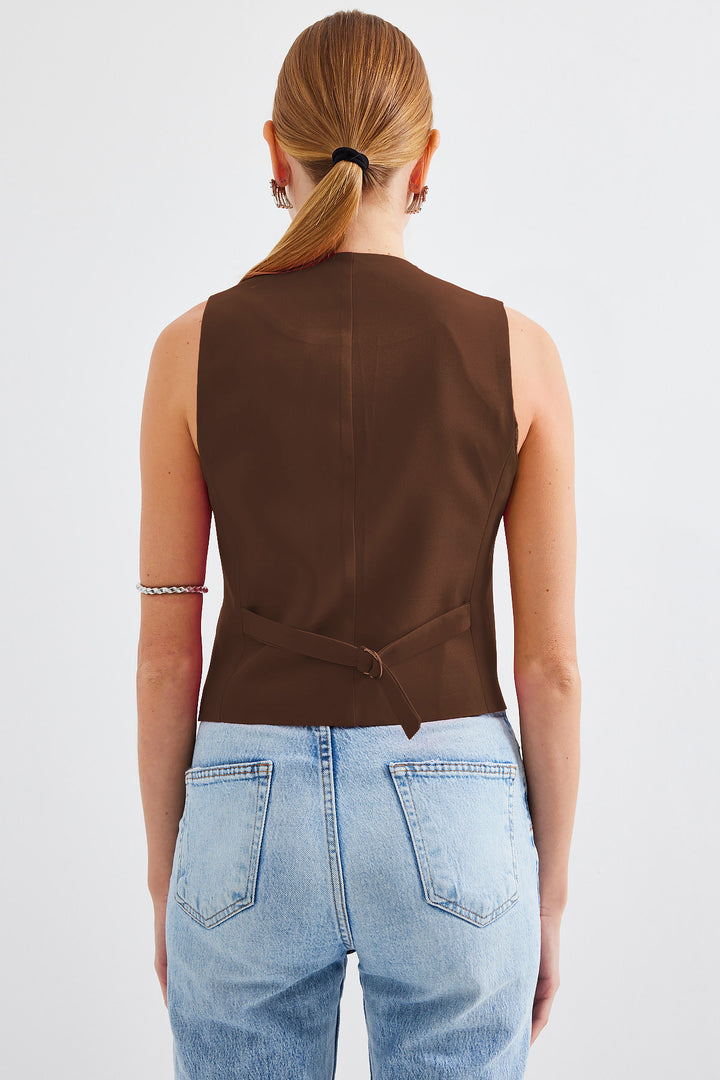 Bigdart Gilet court en tissu 6796 - Marron
