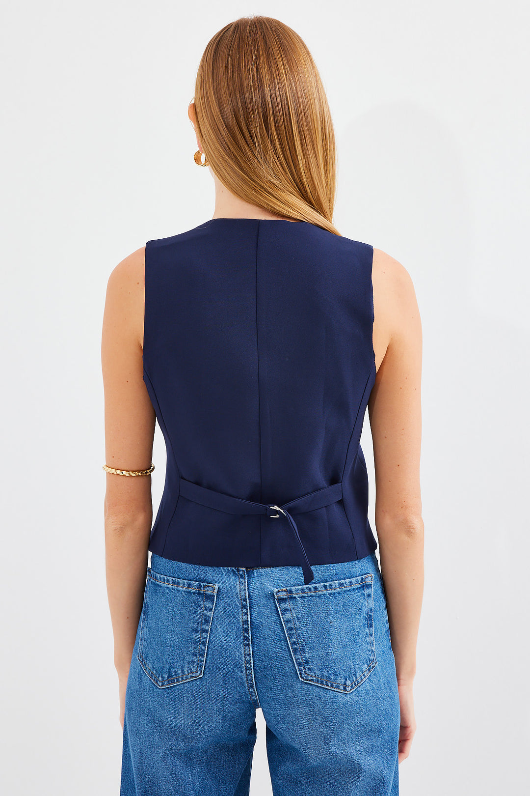 Bigdart Gilet Court en Tissu 6796 - Bleu marine