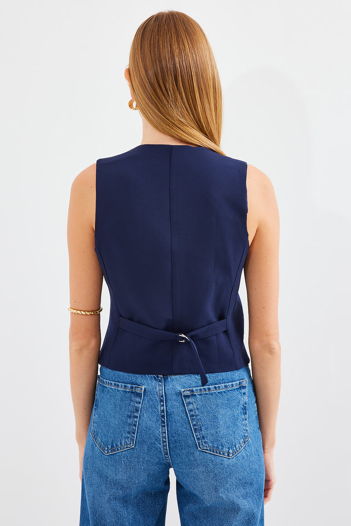 Bigdart Gilet Court en Tissu 6796 - Bleu marine