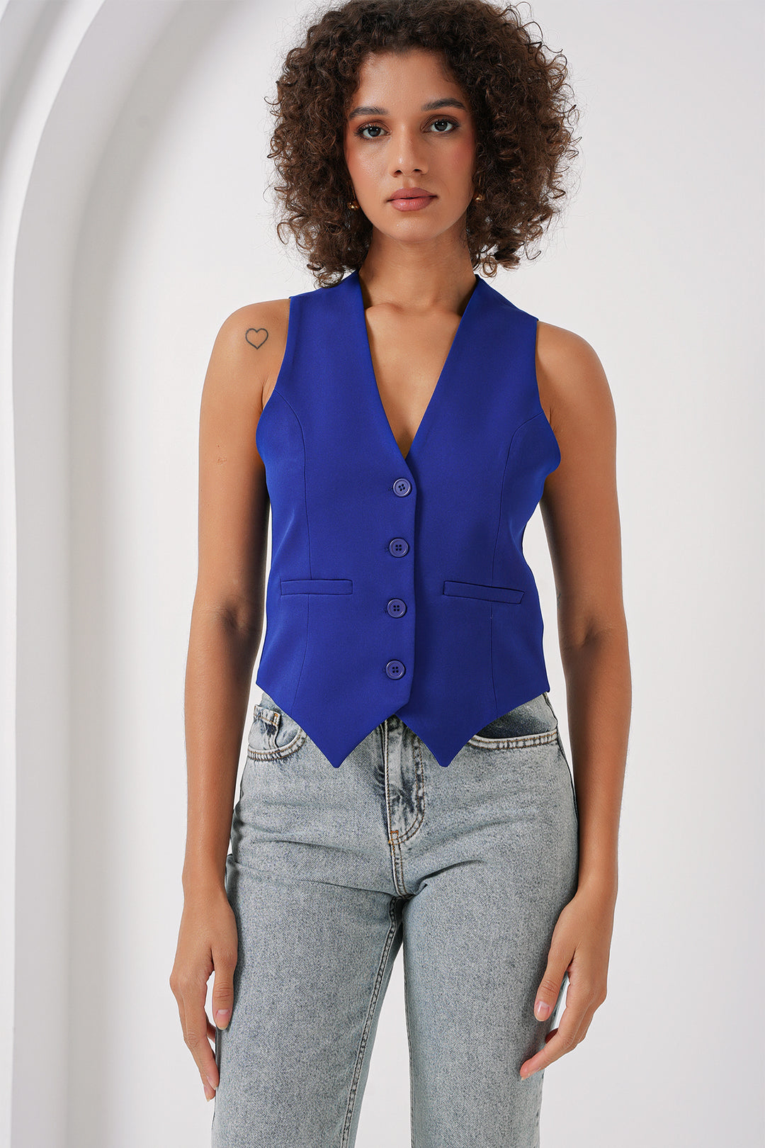 Bigdart 6796 Gilet court en tissu - Bleu royal