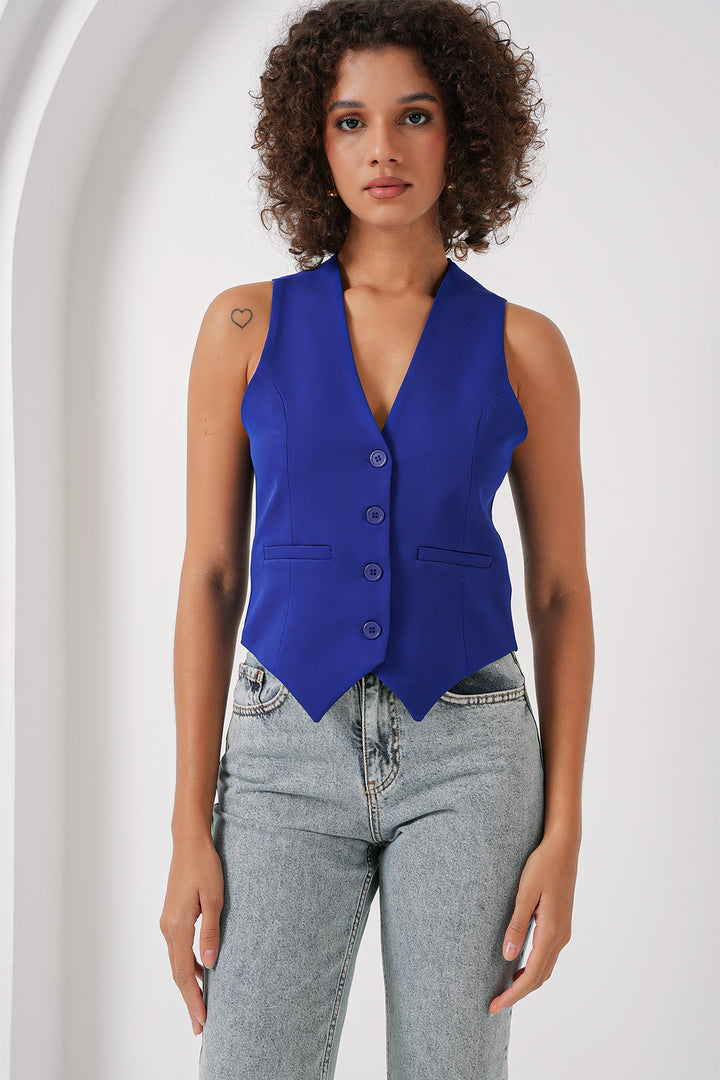 Bigdart 6796 Gilet court en tissu - Bleu royal