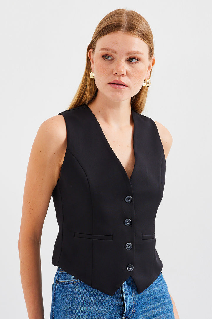 Bigdart Gilet court en tissu 6796 - Noir