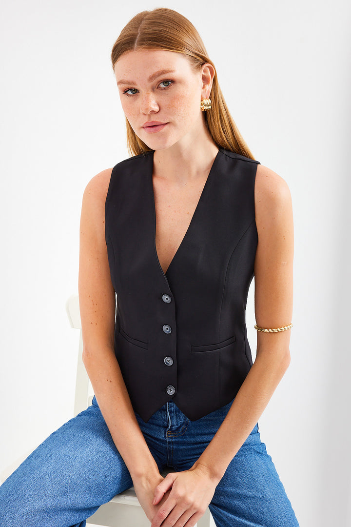 Bigdart Gilet court en tissu 6796 - Noir